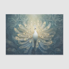 Papel De Seda Pavão em Flor, Penas Brancas, Elegância