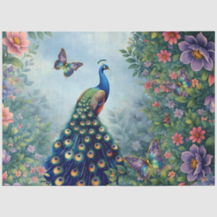 Papel De Seda Pavão Florais Tropicais Inspirados em Vintage