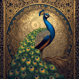 Papel De Seda Pavão Majestoso Real Virado para Frente