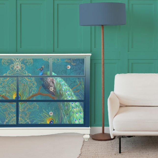 Papel De Seda Pavão n Penas Par Azul Escuro Decoupage (Criador carregado)