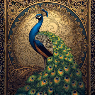 Papel De Seda Pavão Real Majestoso L Voltado para a Esquerda