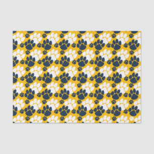 Papel De Seda Pawprint marinho azul e Dourado pequeno