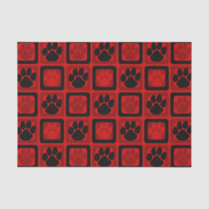 Papel De Seda Pawprint repetitivo vermelho e preto