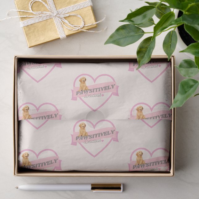 Papel De Seda Pawsitivamente Delicioso | Coração Rosa Creme Maci (Presente)