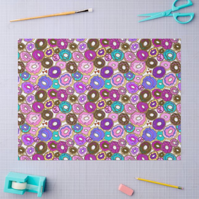 Papel De Seda Paz Amor e Donuts (Arte )