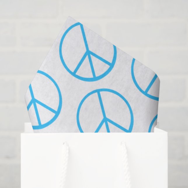 Papel De Seda Peace Sign Blue Groovy Retro Fun (Sacola de presentes)