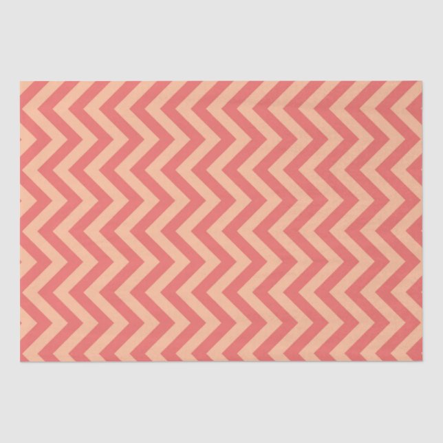 Papel De Seda Peach e Cranberry Chevron (Frente )
