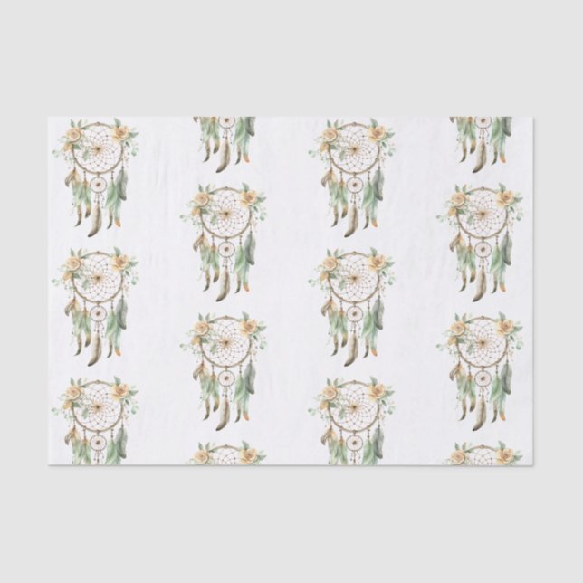 Papel De Seda Peach Floral Green Drecher Catcher Birthday (Frente )