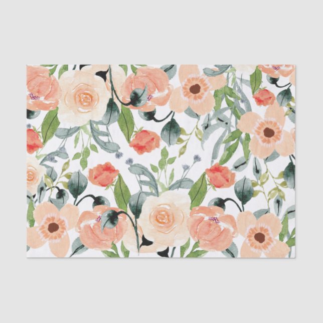 Papel De Seda Peach Floral Pattern (Frente )