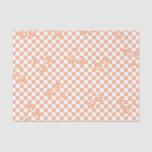Papel De Seda Peach Fuzz Cherry Gingham Patterno (Frente )