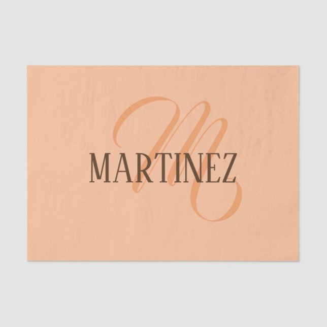 Papel De Seda Peach Fuzz Elegante Personalizado Nome (Frente )