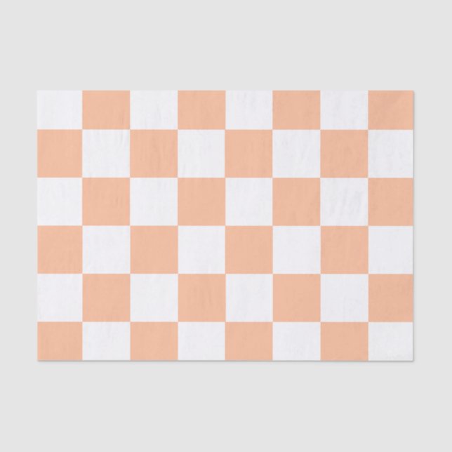 Papel De Seda Peach Fuzz Verificado Padrão Gingham (Frente )