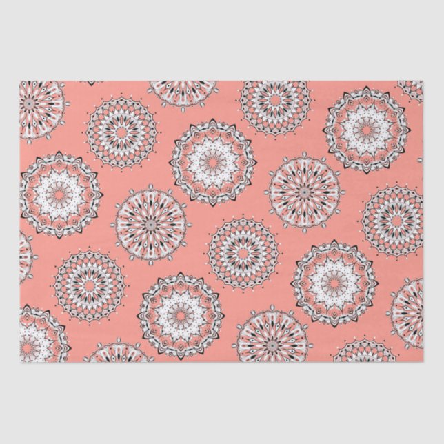 Papel De Seda Peach Mandalas - Tecido (Frente )