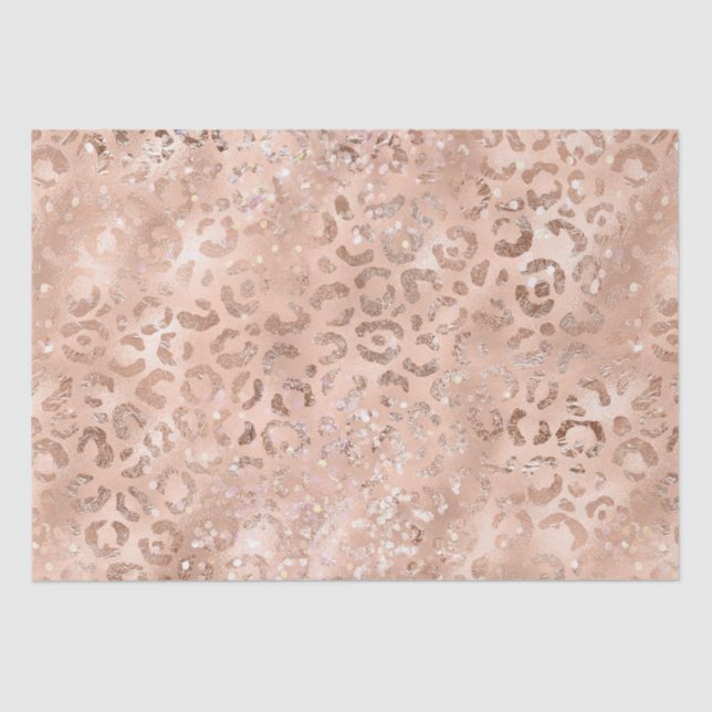 Papel De Seda Peach Rosa Leopard Glitz (Frente )
