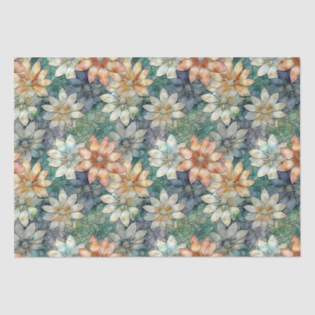 Papel De Seda Peach White Blue Floral (Frente )