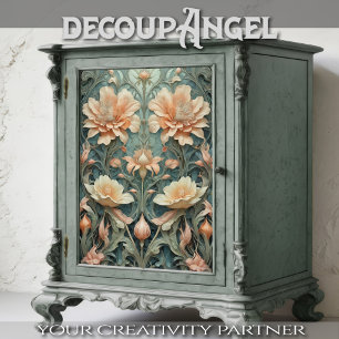 Papel De Seda Peachy Aqua Elegance - Decoupage -