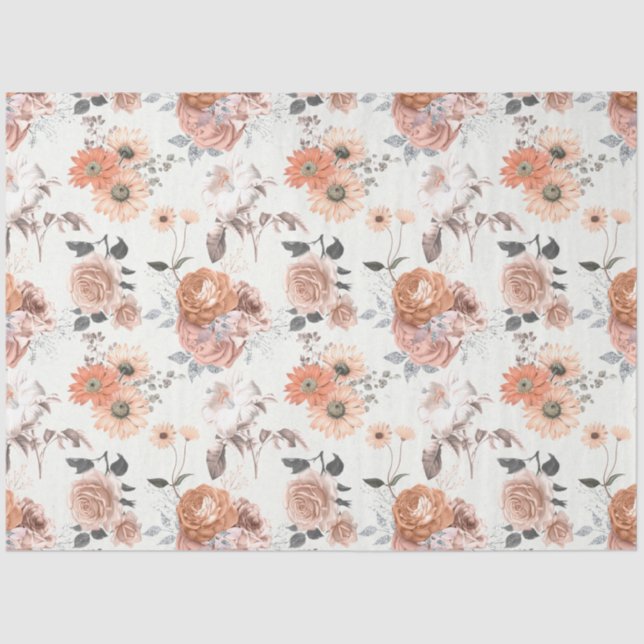 Papel De Seda Peachy Floral Series Design 10 (Frente )