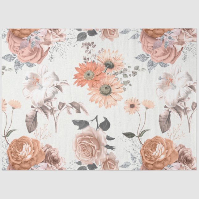 Papel De Seda Peachy Floral Series Design 12 (Frente )