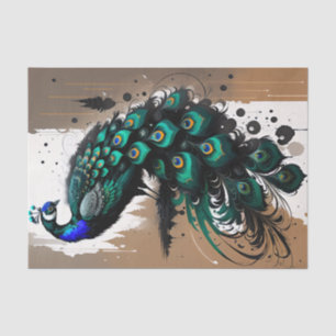 Papel De Seda Peacock amante palmeira de paz brilhante
