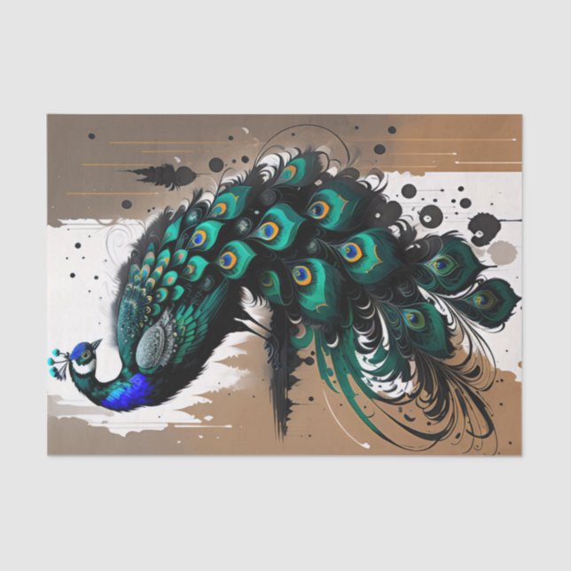 Papel De Seda Peacock amante palmeira de paz brilhante (Frente )