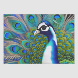 Papel De Seda Peacock Branco Azul e Verde