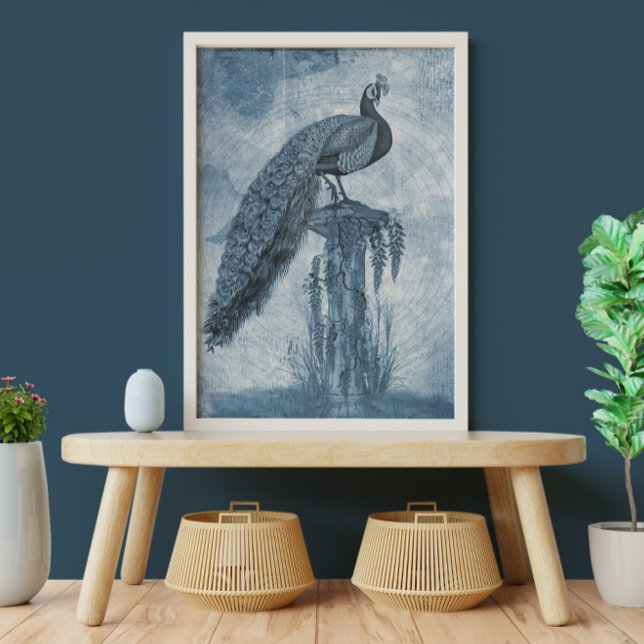 Papel De Seda Peacock Chinoiserie Blue n White Floral Decoupage (Criador carregado)