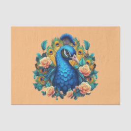 Papel De Seda Peacock Com Rosas De Pêssego
