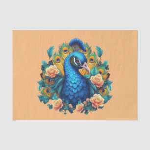 Papel De Seda Peacock Com Rosas De Pêssego