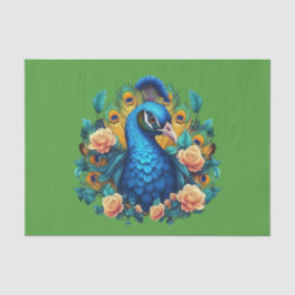 Papel De Seda Peacock Com Rosas De Pêssego