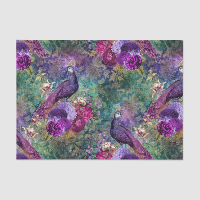Papel De Seda Peacock Decoupage Ephemera Tissue Paper (Frente )