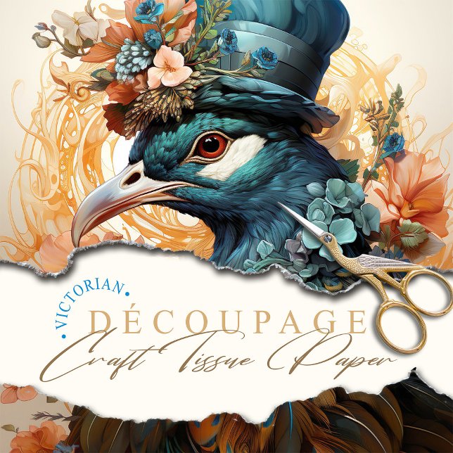 Papel De Seda Peacock em Cloth Hat Estilo Vitoriano Art Nouveau (Criador carregado)