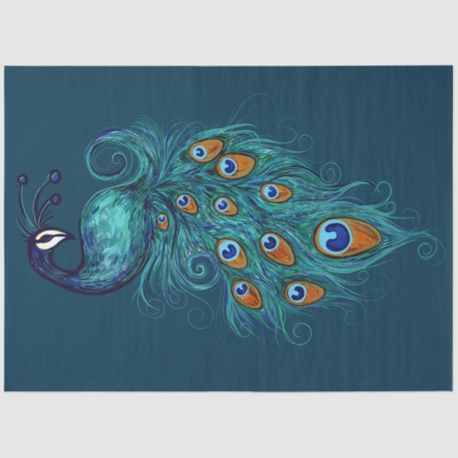 Papel De Seda Peacock Feather Teal Peacocks (Frente )