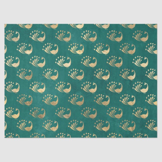 Papel De Seda Peacocks Dourados de Abstrato na página de dissoci (Frente )