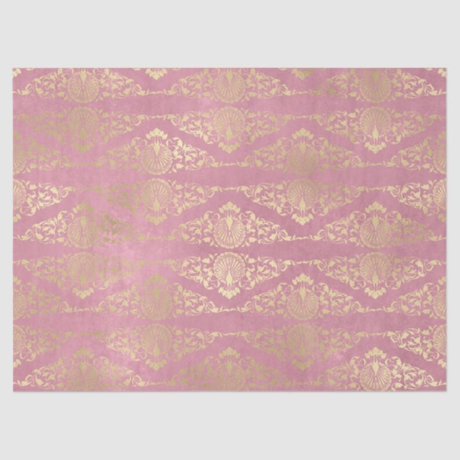 Papel De Seda Peacocks e filigree Dourados na página de dissocia (Frente )