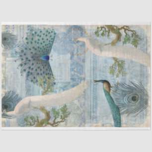 Papel De Seda Peacocks n Feather Blue Artesanato Decoupage