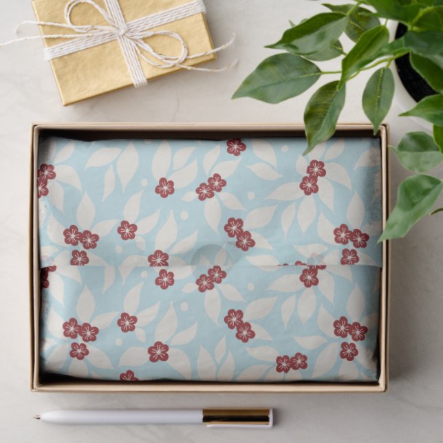 Papel De Seda Pear Tree Holiday - Pear blossom - Cranberry Red (Presente)