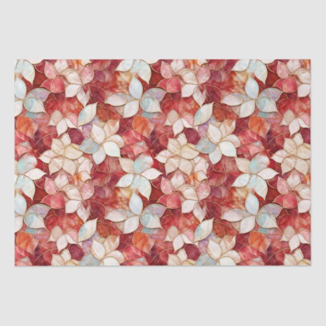 Papel De Seda Pearl Vermelho Floral (Frente )