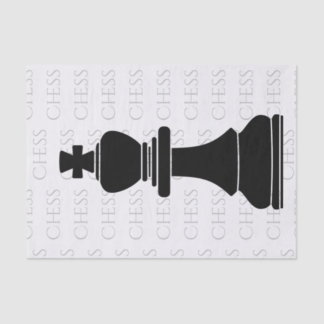 Papel De Seda Peça Clássica Chess King Preta Moderna, Branca (Frente )