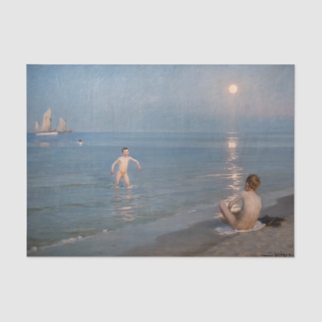 Papel De Seda Peder Severin Kroyer - Boys Bathing em Skagen (Frente )