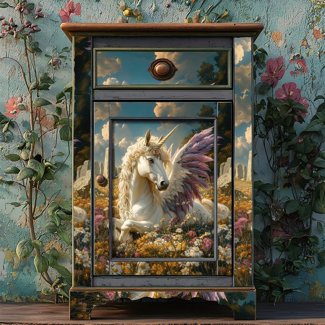 Papel De Seda Pegasus Branco com Asas Roxas Fantasia Mítica (Criador carregado)