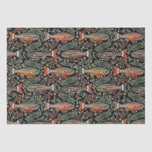 Papel De Seda Peixe água fresca, Design, Truta, Pesca (Frente )