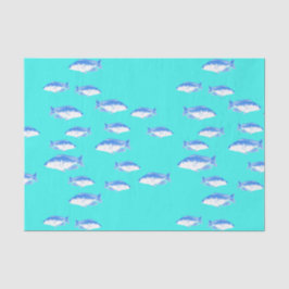 Papel De Seda Peixe azul na turquesa