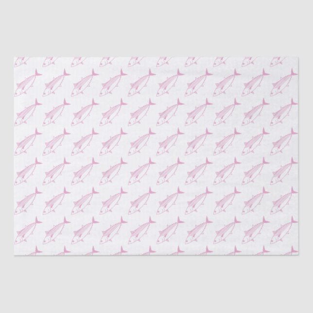 Papel De Seda Peixe Bonito Cinto-Rosa-Pastel e Branco (Frente )