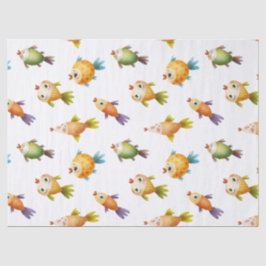 Papel De Seda Peixe dourado branco colorido na desoupágina branc