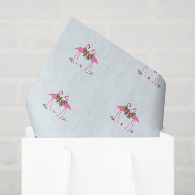 Papel De Seda Peixe-estrela do Natal Flamingos (Sacola de presentes)