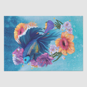 Papel De Seda Peixe Floral Água Fresca Aquarela Tropical