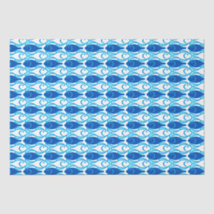 Papel De Seda Peixe moderno do século médio, papel-tecidos azu