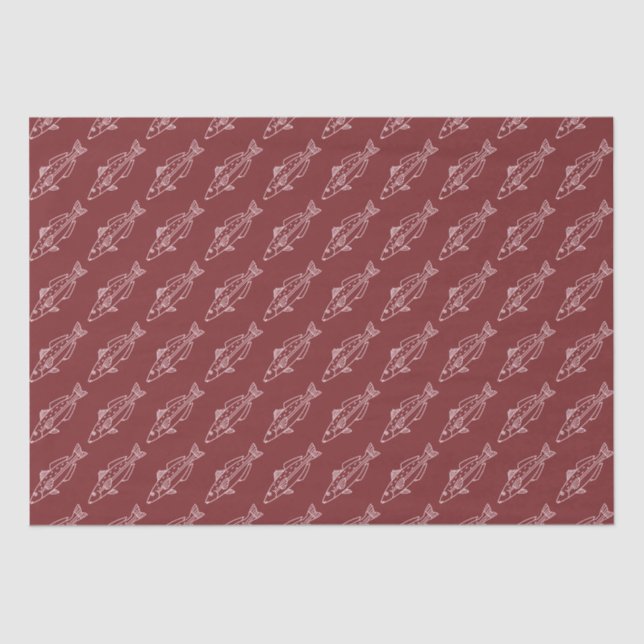 Papel De Seda Peixe-verdinho-branco-rosado-suave em Maroon (Frente )