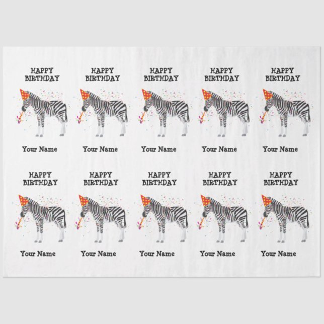 Papel De Seda Peixe-zebra - Animais na Festa de aniversário (Frente )