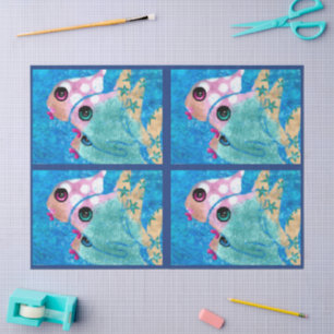 Papel De Seda Peixes Abstratos Caprichosos Decoupage Náutico Cos